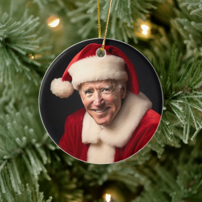 Santa Claus Joe Biden Ceramic Tree Decoration (Tree)