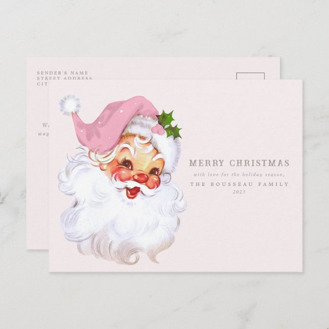 Santa Claus Jolly Retro Holiday Postcard (Front/Back)