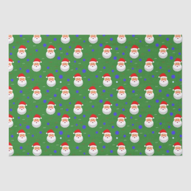 Santa Claus Joy Christmas Green Red Holiday  Tissue Paper (Front)
