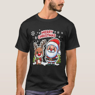 Santa Claus Joyful Reindeer Christmas Duo Merry Ch T-Shirt