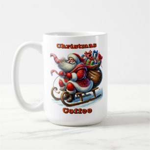 Santa Claus Joyfully Rides a Sleigh With Gifts Coffee Mug