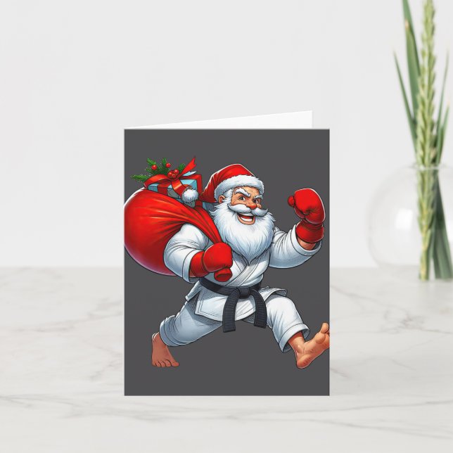 Santa Claus Karate Player Christmas Xmas  Card (Front)