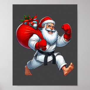 Santa Claus Karate Player Christmas Xmas Poster