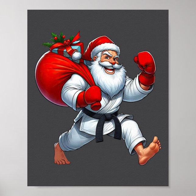 Santa Claus Karate Player Christmas Xmas  Poster (Front)