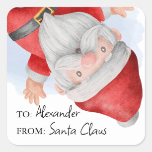 Santa Claus Kids Christmas Square Sticker