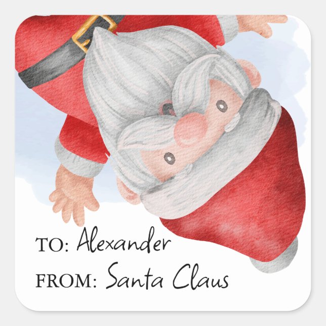 Santa Claus Kids Christmas Square Sticker (Front)
