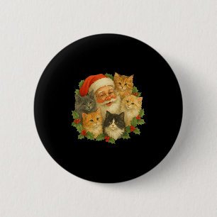 Santa Claus Kittens Christmas Retro 90s Old Saint  6 Cm Round Badge