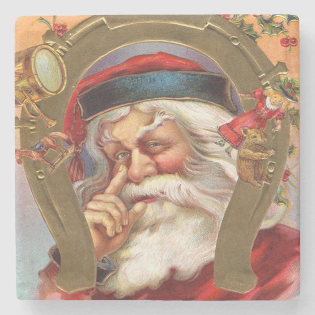 Santa Claus Knows Christmas Stone Coaster (Front)