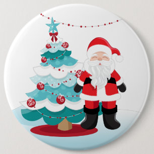 Santa Claus Large  6 Cm Round Badge