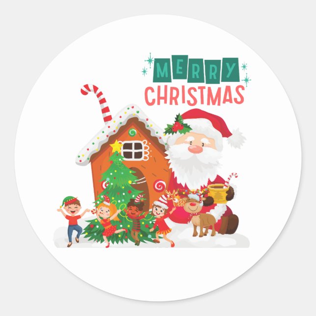 Santa Claus letterhead Classic Round Sticker (Front)