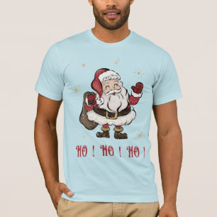 Santa Claus Light Blue Short Sleeve T-Shirt