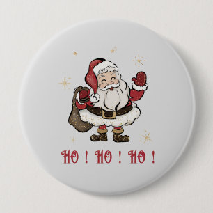 Santa Claus Light Grey Round Button