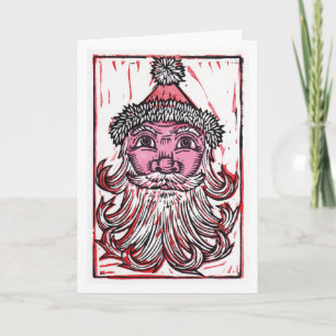 Santa Claus Linocut Art Greeting Card