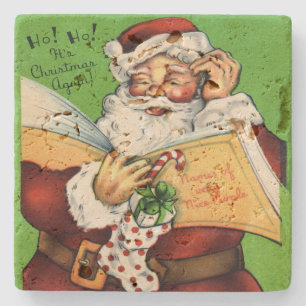 Santa Claus List of Nice People Stone Coaster