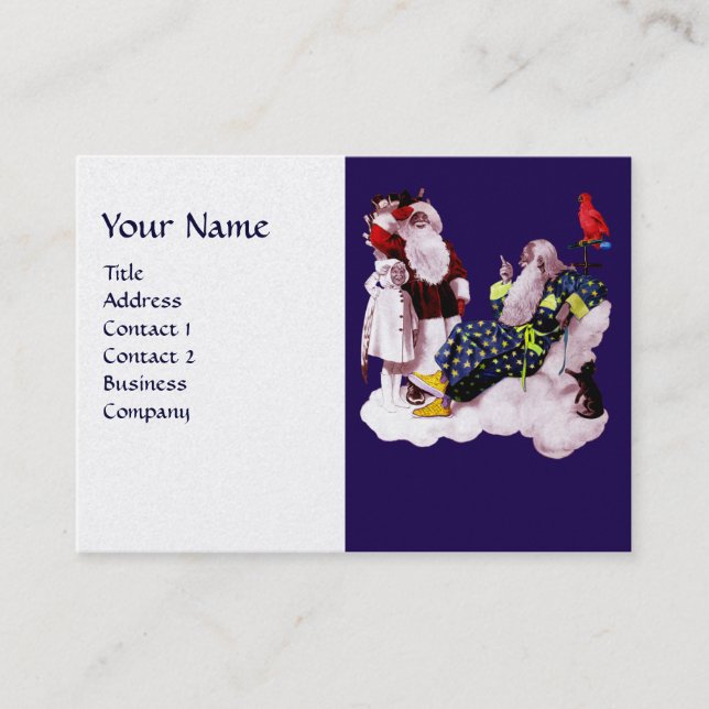 SANTA CLAUS ,LITTLE ANGEL & MERLIN Christmas Party Business Card (Front)