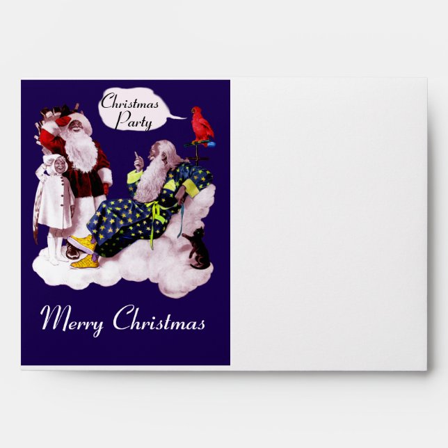 SANTA CLAUS, LITTLE ANGEL & MERLIN Christmas Party Envelopes (Front)