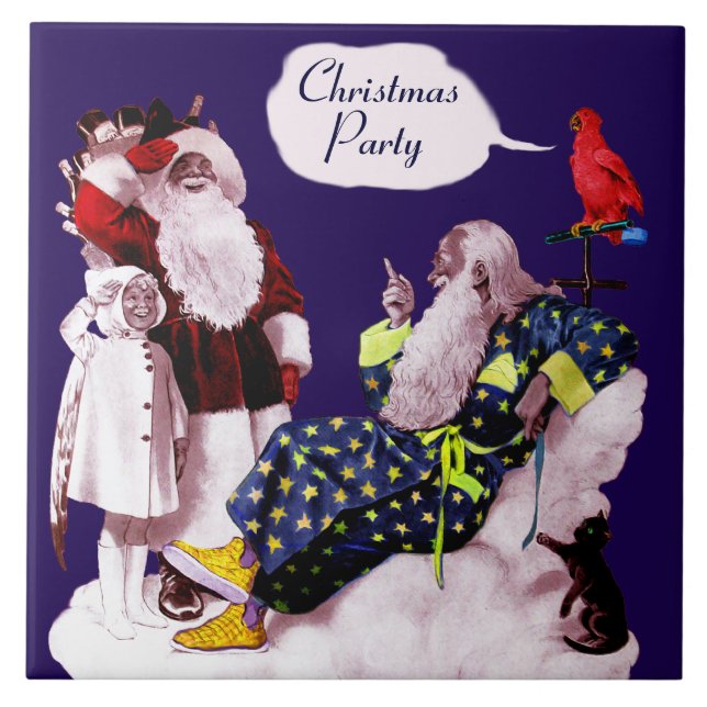 SANTA CLAUS, LITTLE ANGEL & MERLIN Christmas Party Tile (Front)