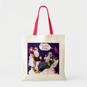 SANTA CLAUS ,LITTLE ANGEL & MERLIN Christmas Party Tote Bag