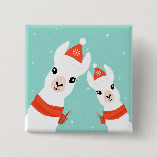 Santa Claus Llamas 15 Cm Square Badge