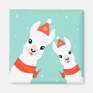 Santa Claus Llamas Magnet