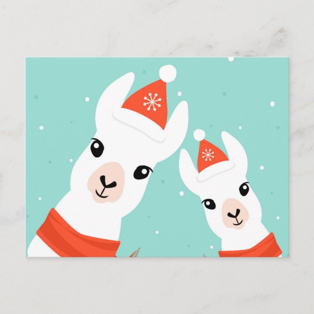 Santa Claus Llamas Postcard (Front)
