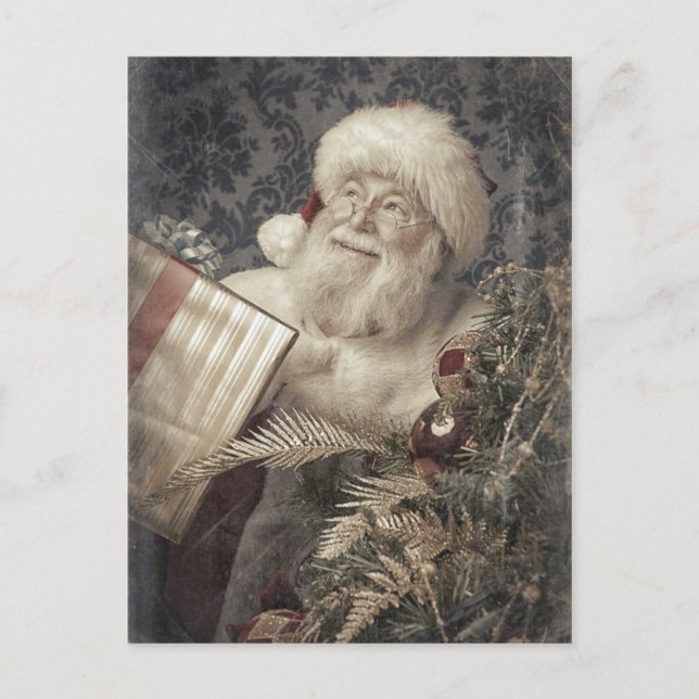 Santa Claus love gifts at Christmas Holiday Postcard (Front)