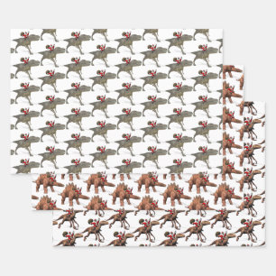 Santa Claus Loves Dinosaurs Wrapping Paper Sheet