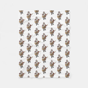 Santa Claus Loves Playing Accoustic Guitar Fleece Blanket