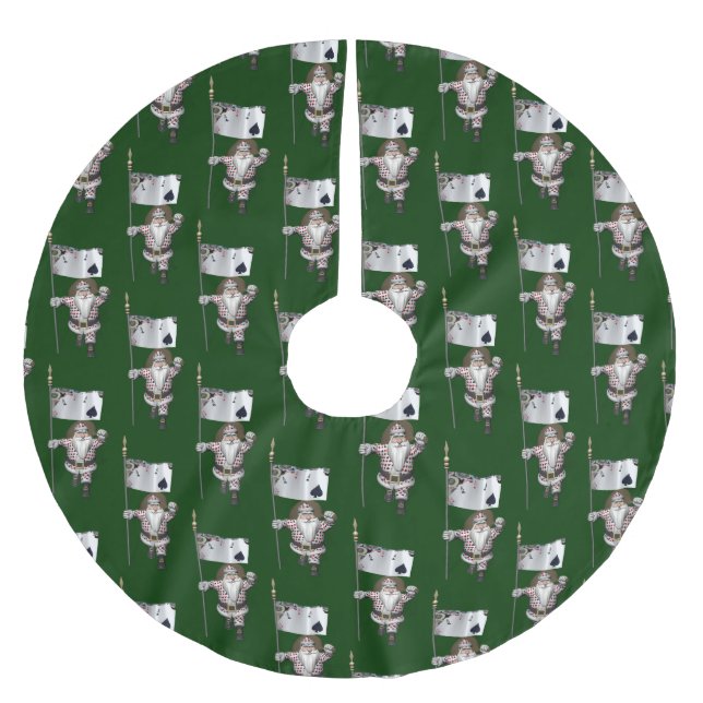 Santa Claus Loves Playing  Poker Brushed Polyester Tree Skirt (Front)
