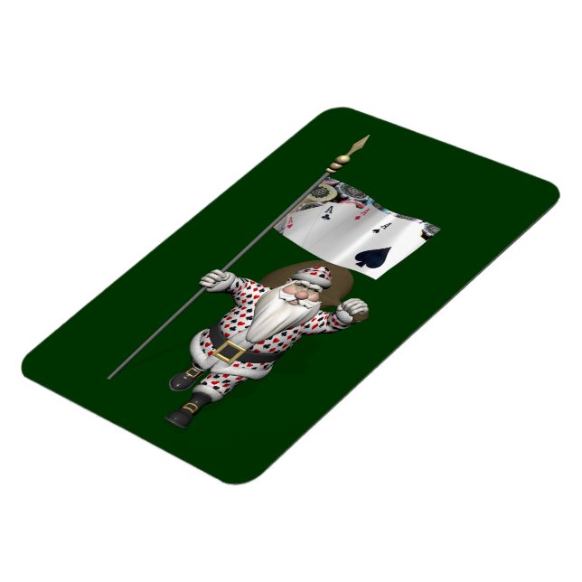 Santa Claus Loves Playing  Poker Magnet (Left Side)