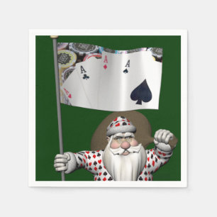 Santa Claus Loves Playing Poker Napkin