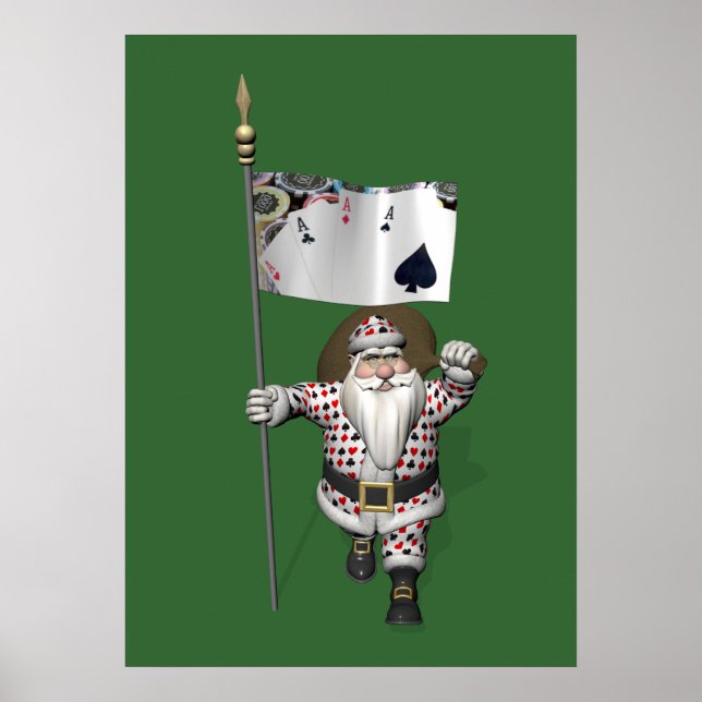 Santa Claus Loves Playing  Poker Poster (Front)