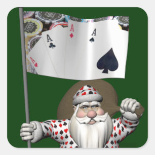 Santa Claus Loves Playing Poker Sticker