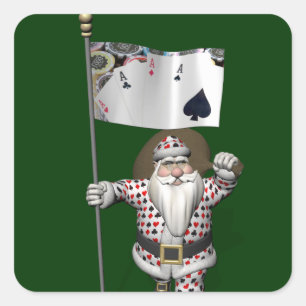 Santa Claus Loves Playing Poker Sticker