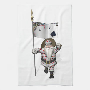 Santa Claus Loves Playing  Poker Tea Towel