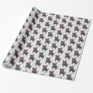 Santa Claus Loves Rhinos Wrapping Paper