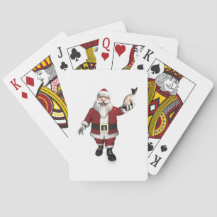 Santa Claus Loves Siamese Cats Playing Cards