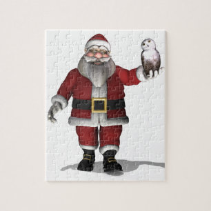Santa Claus Loves Snowy Owl Jigsaw Puzzle