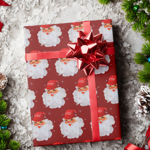 Santa Claus MAGA Hat   Santa Claus Christmas Gift Wrapping Paper