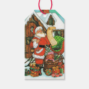 Santa Claus Making His List Christmas Custom Gift Tags