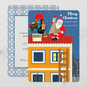 Santa Claus meets the Portuguese Rooster Card