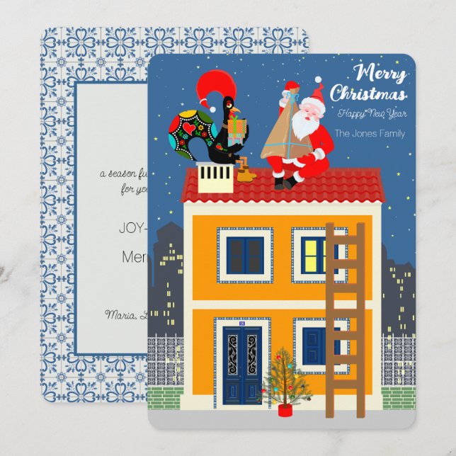 Santa Claus meets the Portuguese Rooster Card (Front/Back)