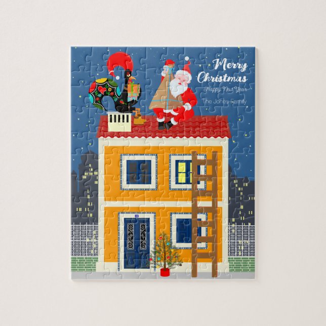 Santa Claus meets the Portuguese Rooster Jigsaw Puzzle (Vertical)