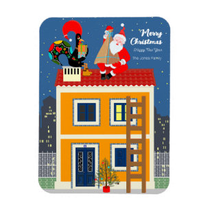 Santa Claus meets the Portuguese Rooster Magnet