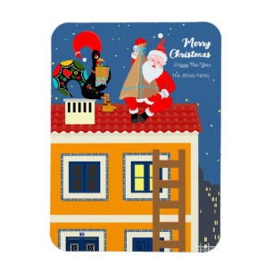 Santa Claus meets the Portuguese Rooster Magnet