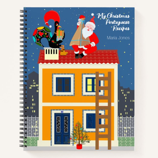 Santa Claus meets the Portuguese Rooster Notebook (Front)