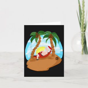 Santa Claus Merry Christmas Beaches Palm Tree Trip Card