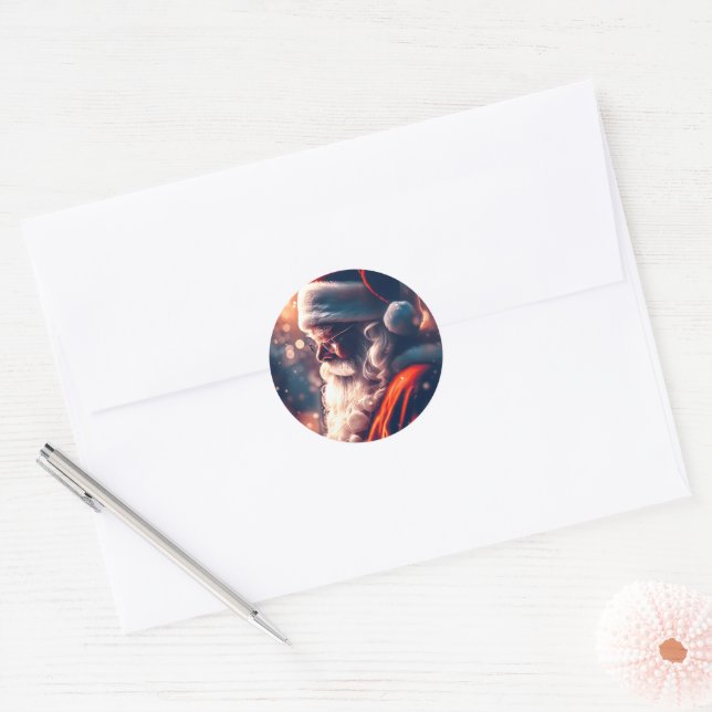 Santa Claus Merry Christmas Classic Round Sticker (Envelope)
