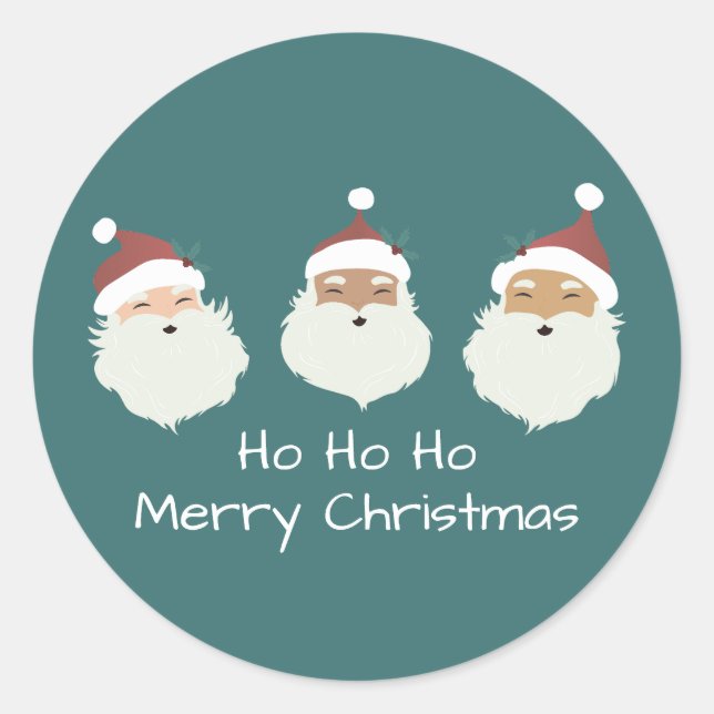 Santa Claus Merry Christmas Classic Round Sticker (Front)