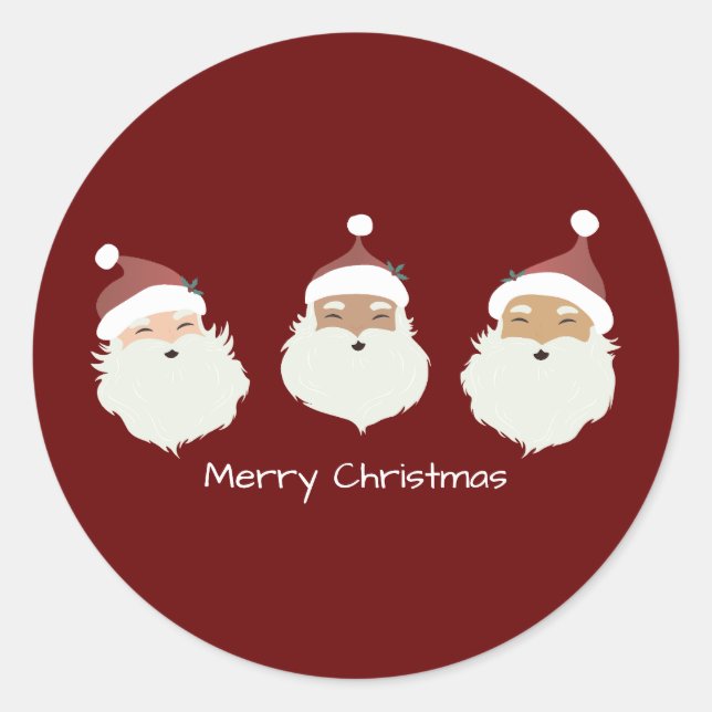 Santa Claus Merry Christmas  Classic Round Sticker (Front)
